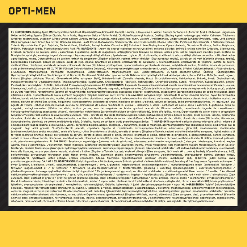 Optimum Nutrition Opti-Men Multi-Vitamin Supplements for Men with Vitamin D, Vitamin C, Vitamin B6 and Amino Acids, Unflavoured, 30 Servings, 90 Capsules 90 count (Pack of 1)