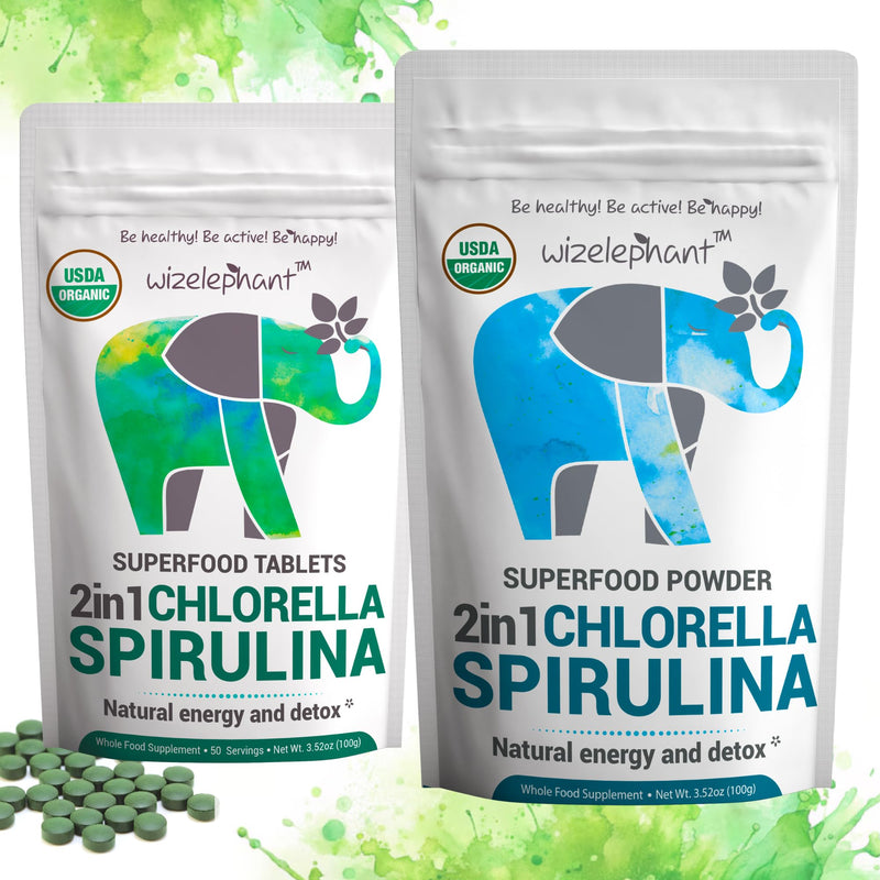 [Australia] - Chlorella Spirulina Powder Organic | Super Greens Powder and Smoothie Mix | Rich in Chlorophyll for Immune Support and Energy | Raw Vegan Protein | Spirulina Chlorella Powder | 50 Servings 