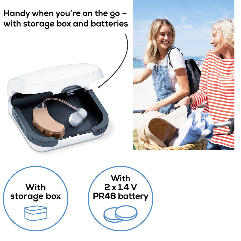 Beurer HA50 Hearing Amplifier | Amplifies the volume of sound for restricted hearing abilities | Barely visible behind the ear | Wide frequency range | Continuously variable volume