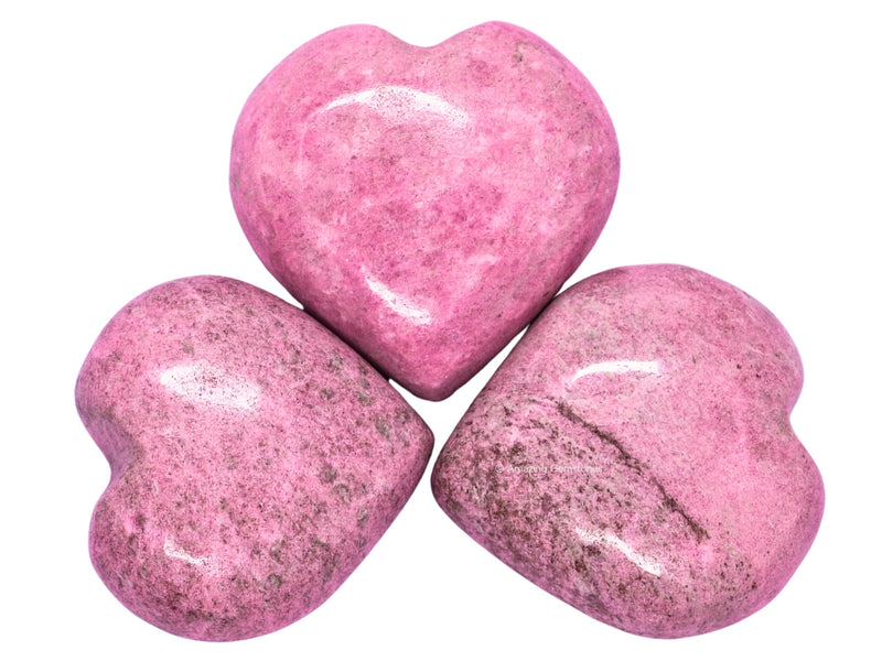 Amazing Gemstone Thulite Crystal Heart Palm Stone - Pocket Massage Worry Stone for Natural Body Chakra Balancing, Reiki Healing and Crystal Grid