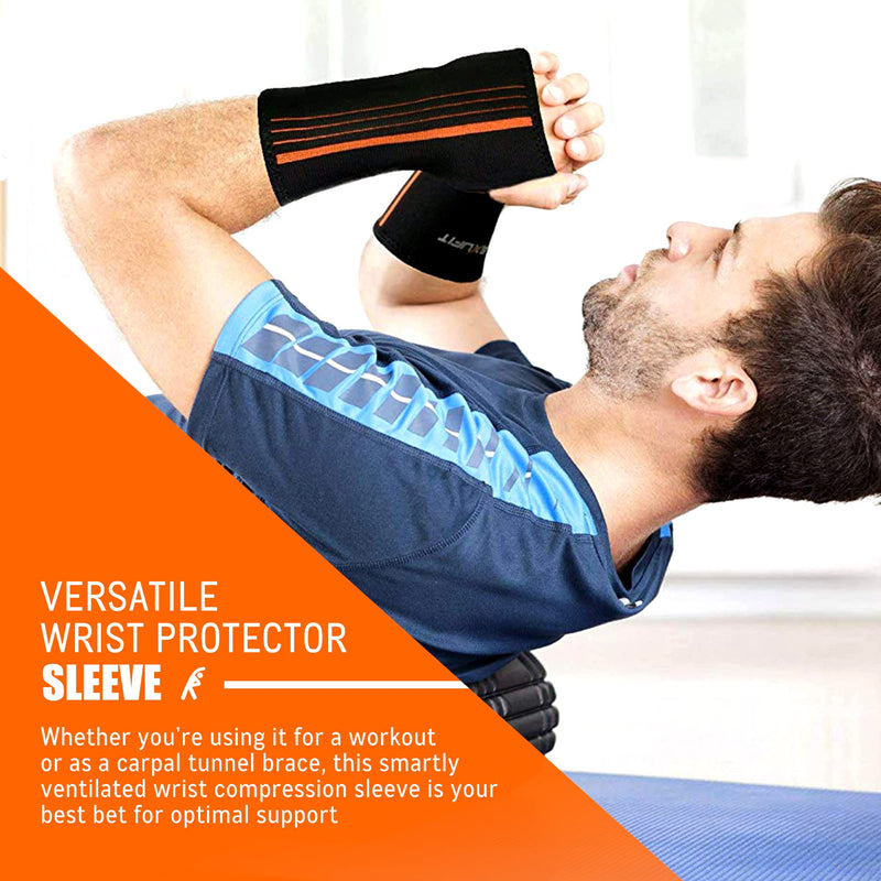 [Australia] - NeoAlly® - Forearm and Wrist Brace for Carpal Tunnel & Exercise, Moisture-Wicking Adjustable Wrist Wraps, Muscle Recovery Wrist Support, Medium, 2 Pack Medium (Pack of 2) 