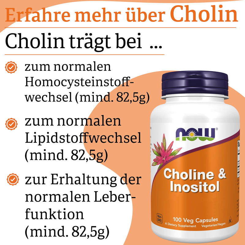 [Australia] - Now Foods, Choline & Inositol, 500 mg, 100 Vegan Capsules, Laboratory Tested, Vitamin B, Gluten Free, Soy Free, Vegetarian 