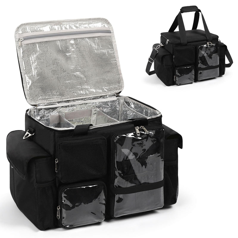 Large Hairstylist Traveling Bag, Hair Tool Organizer with Removeable Dividers, Hairdresser Hair Tools Travel Bag with Multi Pockets, Professional Makeup Artist Bag with Shoulder Strap Large(16.1x10.6x11in)