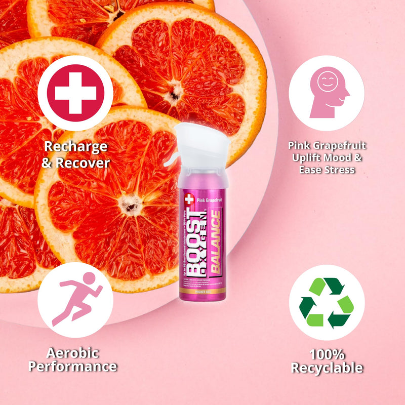 [Australia] - Boost Oxygen Pocket Size Balance Pink Grapefruit Aroma 3L Canister | Respiratory Support for Aerobic Recovery, Altitude, Performance & Health (3 Pack) 3 Pack 