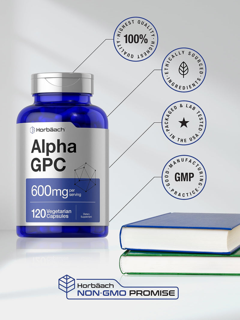 [Australia] - Horb√§ach Alpha GPC 600mg | 120 Capsules | Vegetarian, Non-GMO & Gluten Free Choline Supplement | Supports Healthy Memory, Focus and Clarity 