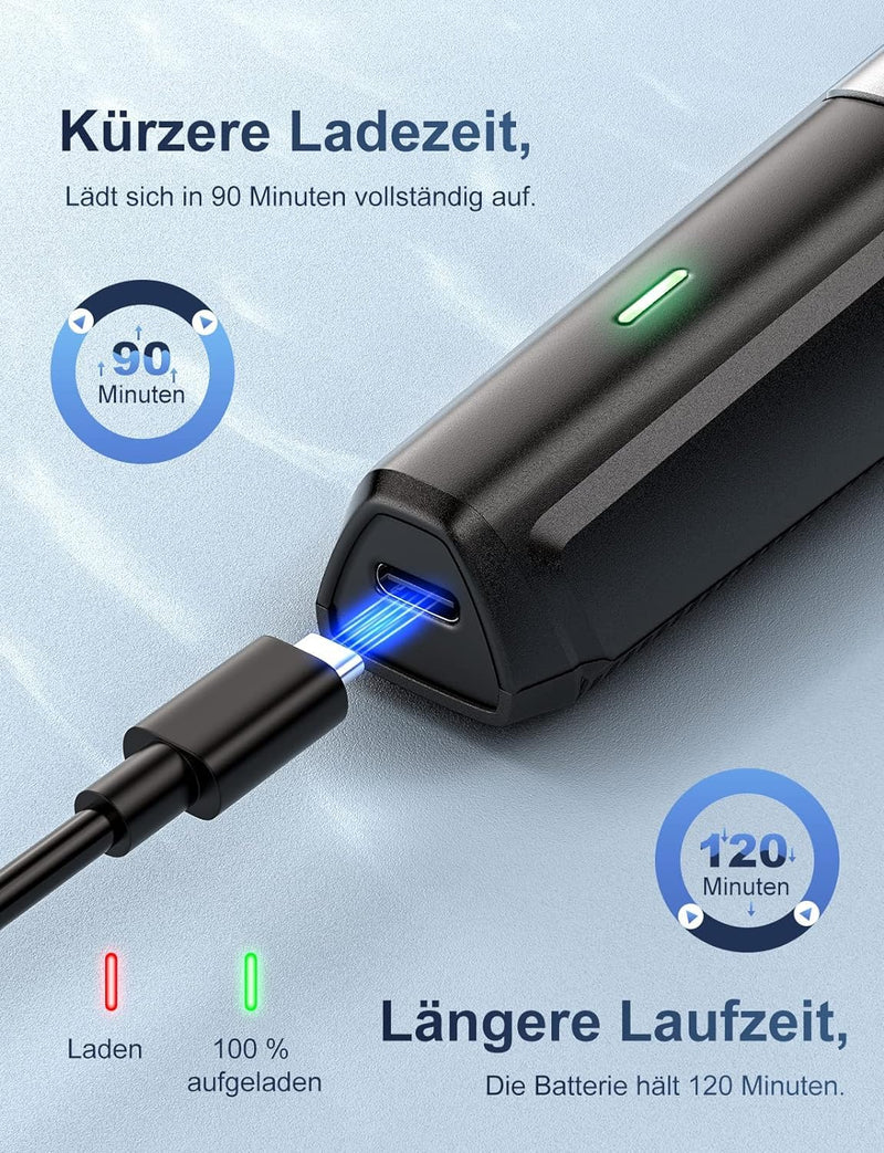 [Australia] - Beard trimmer men's hair trimmer, all-in-1 beard trimmer, nose hair trimmer, wireless, USB rechargeable and waterproof electric razor with 7 attachment combs, ultra-sharp blade TC-509 