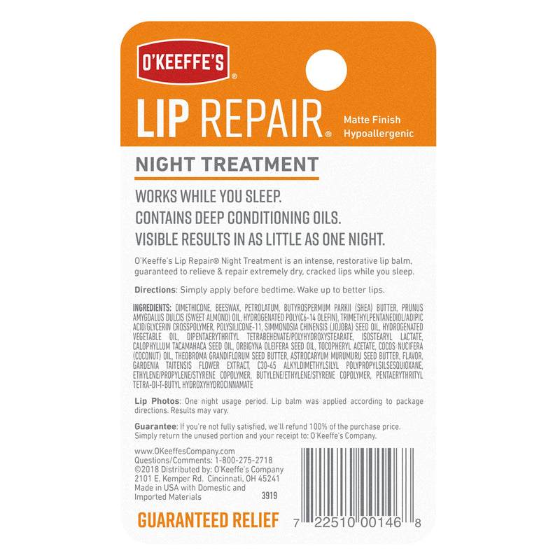 [Australia] - O'Keeffe's Lip Repair Night Treatment Lip Balm, 0.25 Ounce Jar, (Pack of 1) 0.25 Ounce (Pack of 1) 