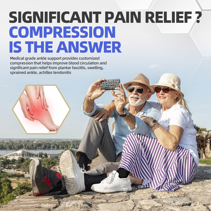 [Australia] - Pack of 2 Ankle Brace, Professional Ankle Brace for Women/Men Compression Socks Foot Brace for Plantar Fasciitis, Arthritis, Sprained Ankles, Achilles Tendon, Joint Pain, Sport M Black 