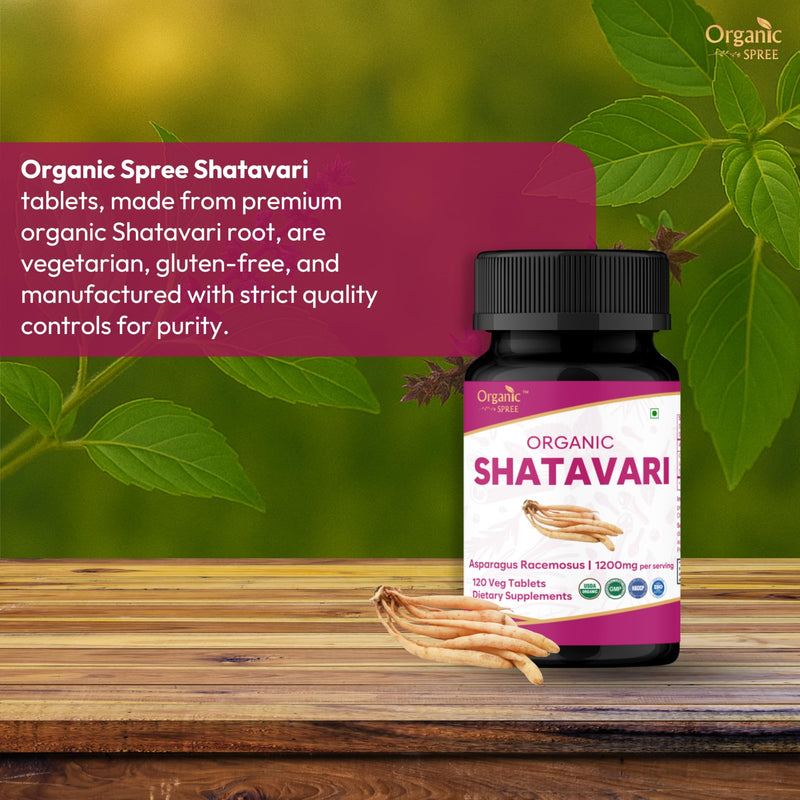 ORGANIC SPREE SHATAVARI 120 Tablets | Asparagus Racemosus (Shatavari) | USDA Organic Certified | Organic and Natural 120tab (1) 1