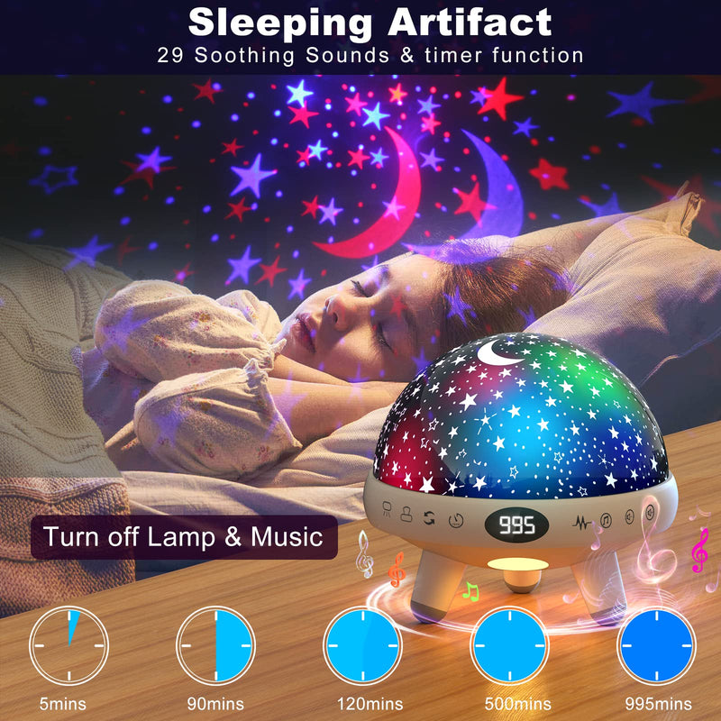 [Australia] - YACHANCE Kids Sound Machine with Night Light Projector,29 Soothing Sounds Baby Night Light Star Projector for Kids Room,White Noise Machine for Baby Sleeping Soother,Nursery Lamp,Kids Bedroom Decor White 