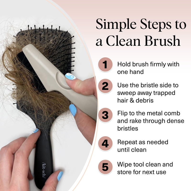 [Australia] - Kitsch Hair Brush Cleaner Tool | Double-Sided 2-in-1 Brush Cleaner for Hair Brushes & Combs | Eco-Friendly Cleaning Tool with Pick & Bristles, Perfect Gifts for Women | Hair Stylist Essentials 