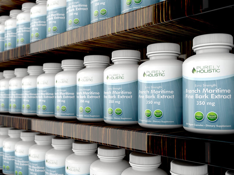 [Australia] - Purely Holistic Pine Bark Extract 350mg 180 Vegan Capsules 95% Proanthocyanidins - French Maritime Pine Bark Extract - Non GMO & Pesticide Free Antioxidant Supplement 