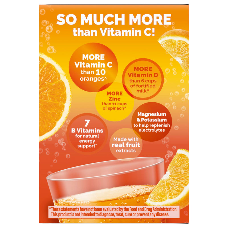 Emergen-C Vitamin C 1000mg Immune Support Powder, Orange, 30 ct | B Vitamins for Energy, Zinc and Manganese, Vitamin D, Electrolytes, Natural Flavor, Dissolves Quick Super Orange 9.6 Ounce (Pack of 1)