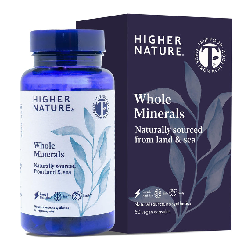 Higher Nature - Whole Minerals - Bio Minerals - Plant Based Complex - True Food® Formula - Multimineral Supplement - 100% Natural Sourced Minerals - Enhance Energy & Strengthen Immunity - 60 Capsules 60 count (Pack of 1)