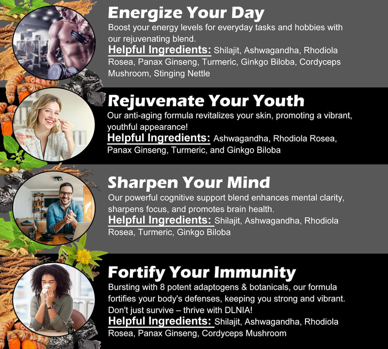 [Australia] - 8-In-1 Shilajit Pure Himalayan Organic Supplement 9000MG with Rhodiola Rosea 1000MG, Ashwagandha 2000MG, Ginseng, Gingko Biloba, Turmeric, Cordyceps Mushroom, Stinging Nettle for Full Body Power 