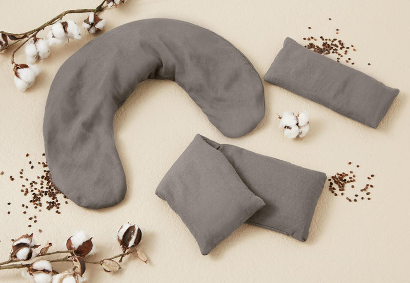 [Australia] - Bucky Linen Hot & Cold Eye Pillow, Natural Buckwheat Filling, One Size, Gray 