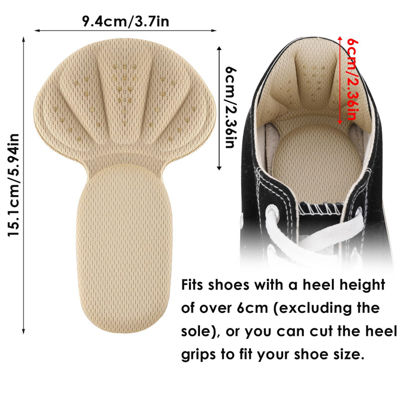 [Australia] - 2-in-1 foam heel pad heel grip shoe pad self-adhesive heel pad inserts for oversized shoes soft mesh heel grip pad thick insoles (Beige 2 pairs) Beige 2 pairs 