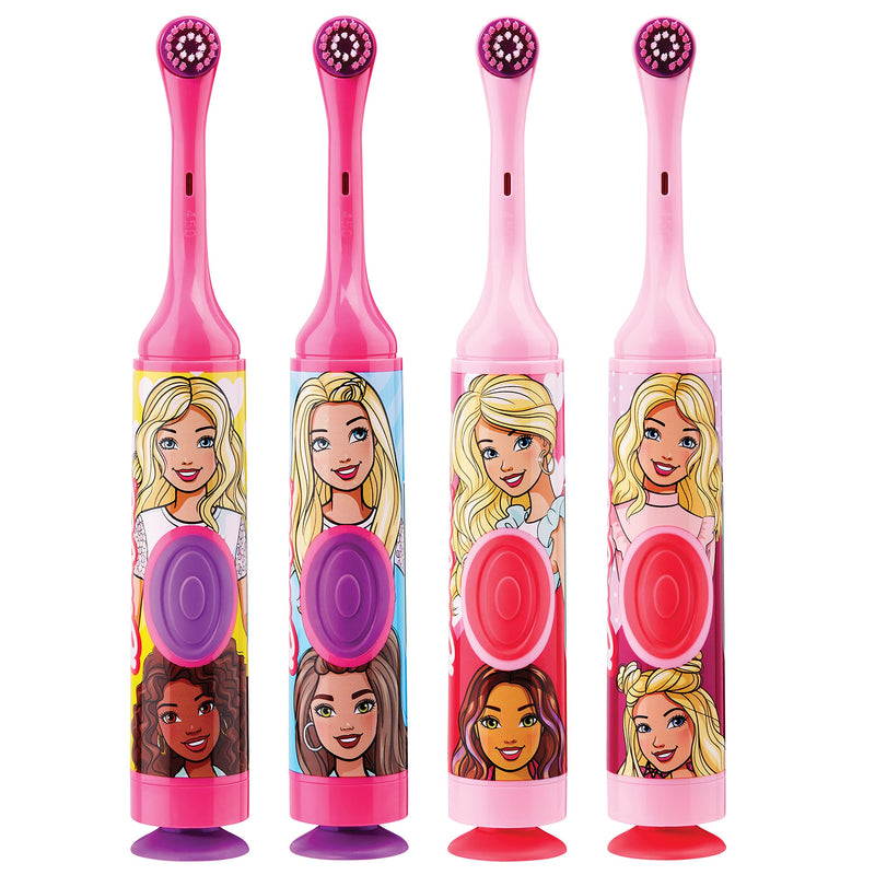 GUM Barbie Kids Power Electric Toothbrush with Suction Cup Base for Home or Travel Oral Health and Dental Plaque Removal, Ages 3+, Pack of All 4 1 Count (Pack of 4)