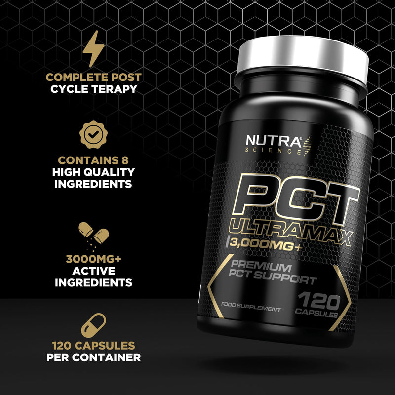 PCT UltraMax for Men Premium Grade PCT Post Cycle Supplement Supports Liver and Kidney Function 1 Month Course 120 Vegan Capsules