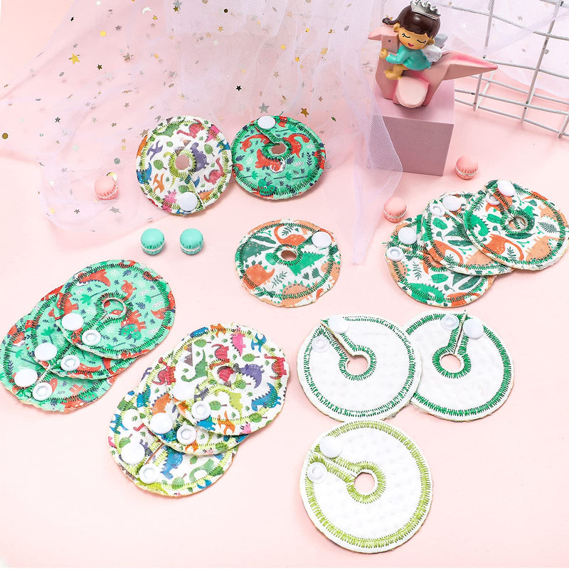 [Australia] - 24 Pack Cotton Pads for Feeding Support, Feeding Pads Supplies G Shape Pads Button Covers for Feeding Care (Dinosaur) Dinosaur 