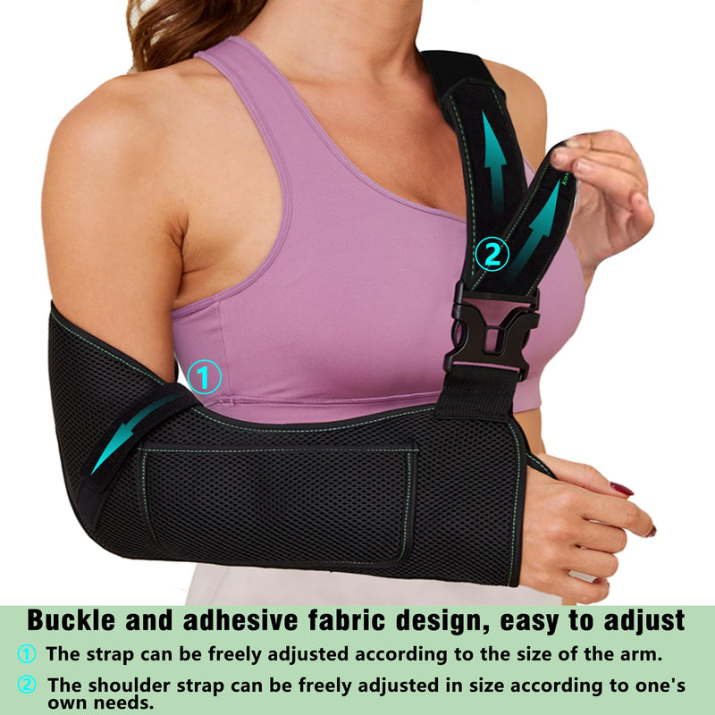 Arm Shoulder Sling,Breathable Medical Sling with Shoulder Pad,support for Women and Men Rotator Cuff Injury,Left or Right Arm,Elbow,Clavicle Fracture Post-Surgery(Black,Medium) Black Medium
