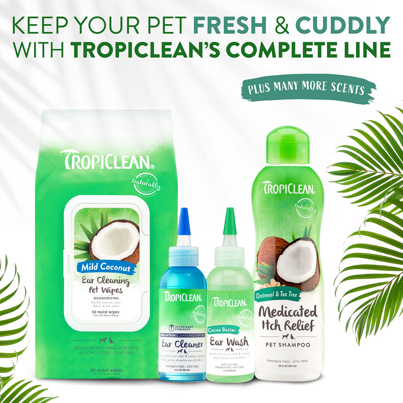 TropiClean Cocoa Butter Ear Wash for Dogs & Cats | Alcohol Free Dog Ear Cleaner Solution | Pet Ear Wash Derived from Natural Ingredients | Made in the USA | 4 oz. - PawsPlanet Australia