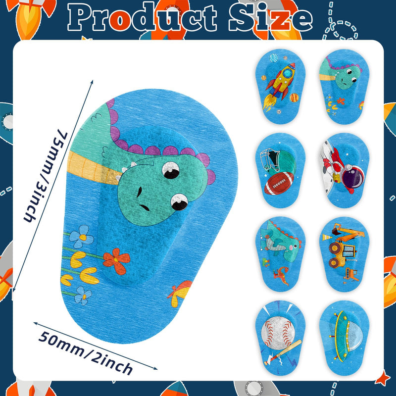 [Australia] - Panitay 40 Pcs Kids Eye Patches for Boys Toddlers Adhesive Patches Bulk with Lazy Eye Breathable Fabric Pad Light Blocking Cute Designs Cotton Adhesive Bandages for Boys Children 