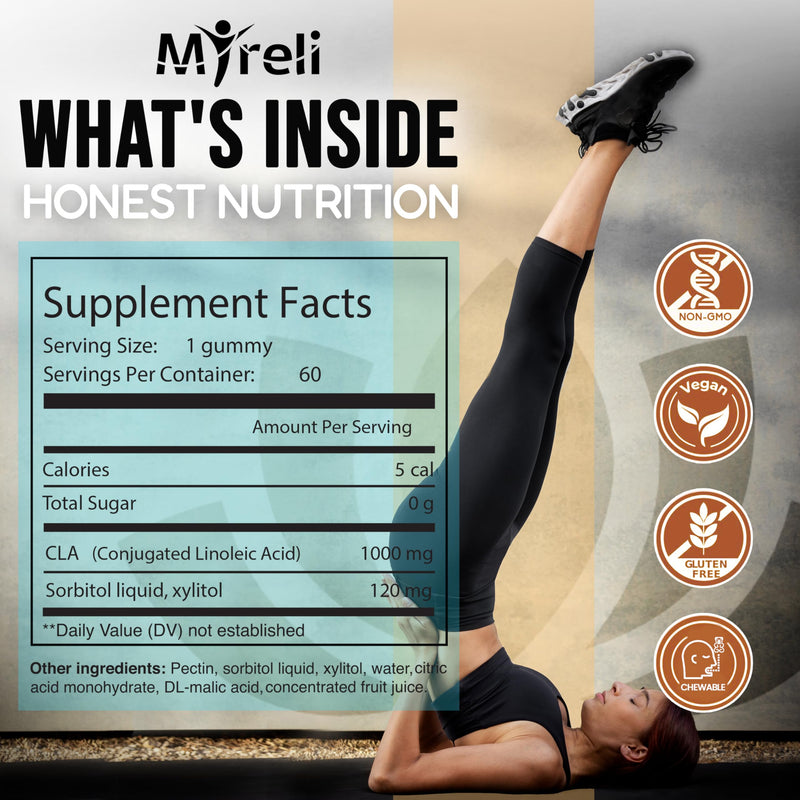 [Australia] - CLA 1000mg Vegan Gummies for Men and Woman 1000mg - 60 Vegan Conjugated Linoleic Acid Chews for Lean Body Support & Caloric Regulation, Resistance Supplement Chews for Muscle, Sugar-Free, Non-GMO 