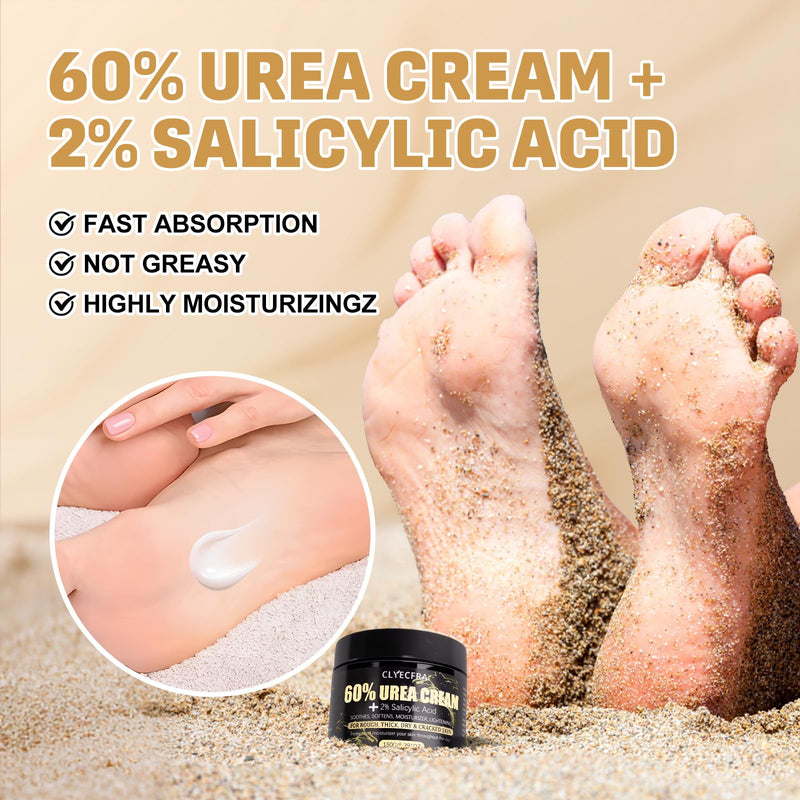 2Pack 60% Urea Cream for Feet & 2% Salicylic Acid for Deep Hydration-300g | Urea Cream 60 Percent for Feet & Hands-Maximum Strength Moisturizer for Rough,Dry,Thick & Cracked Skin,Callus Remover 5.29 Ounce (Pack of 2)