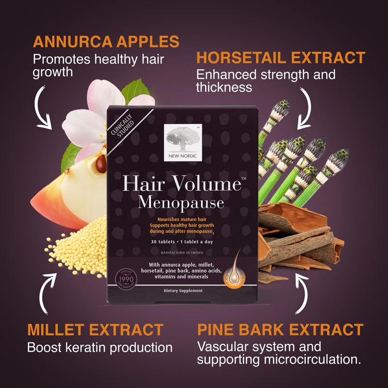 NEW NORDIC | Women's Hair Tablets | Apple Extract & Pine Bark | 30 Count | Daily botanical hair supplement formulated with apple extract and pine bark to integrate easily into your daily routine