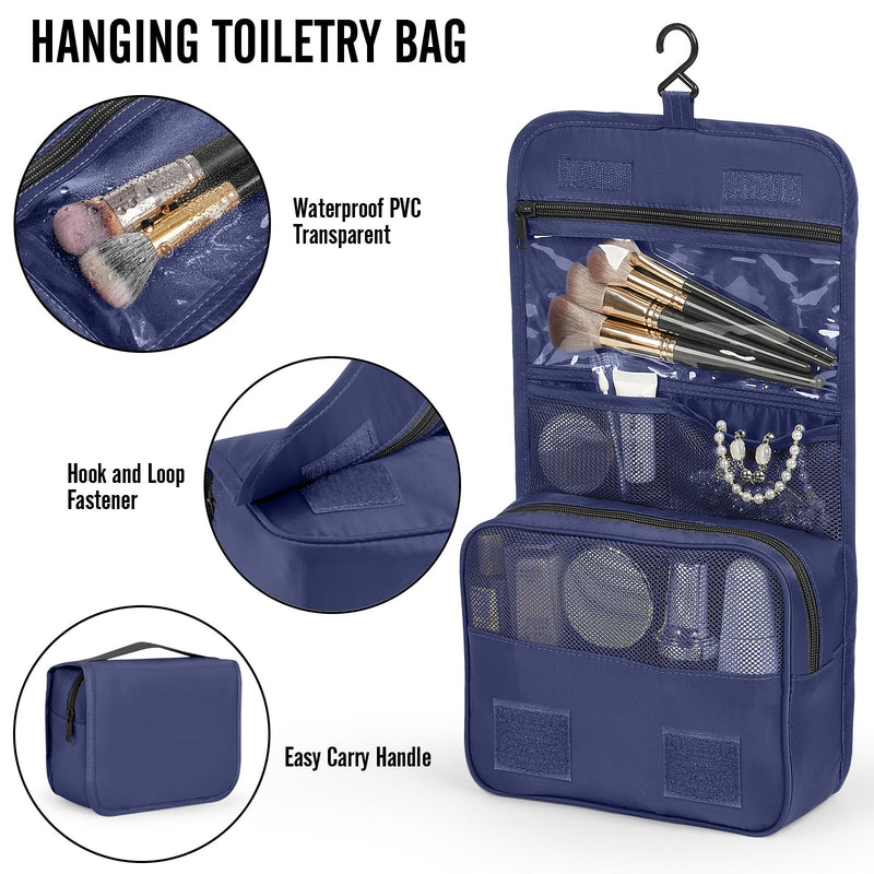 Veken 10 Set Packing Cubes for Travel Essentials,Anti-Wrinkle Buckled Suitcase Organizer for Shoe & Toiletry Bag,Carry On Luggage Bag with 99+ Count Mesh Holes for Airplane & College Dorm Accessories 05 Indigo Blue