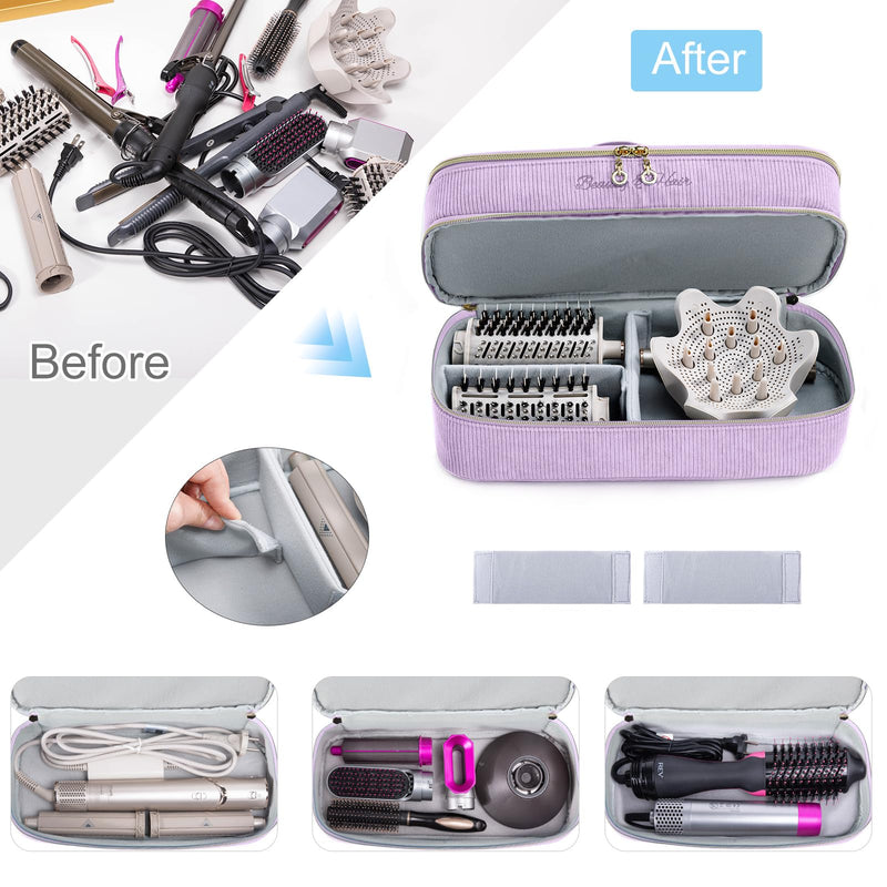 [Australia] - Double-layer Hair Tools Travel Case with Black Hair Dryer Bag with Detachable Divider compatible with Shark FlexStyle/SmoothStyle - Flat Curling Iron Travel Organizer Pink Double Layers 