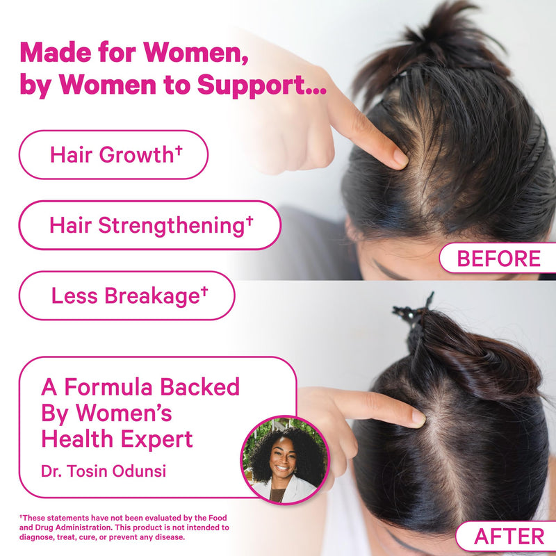 Pink Stork Postpartum Hair Loss Gummies, 60 Count | Biotin, Pantothenic Acid, Vitamin E, B6, B12, Breastfeeding-Friendly, Hair Growth + Regrowth Support