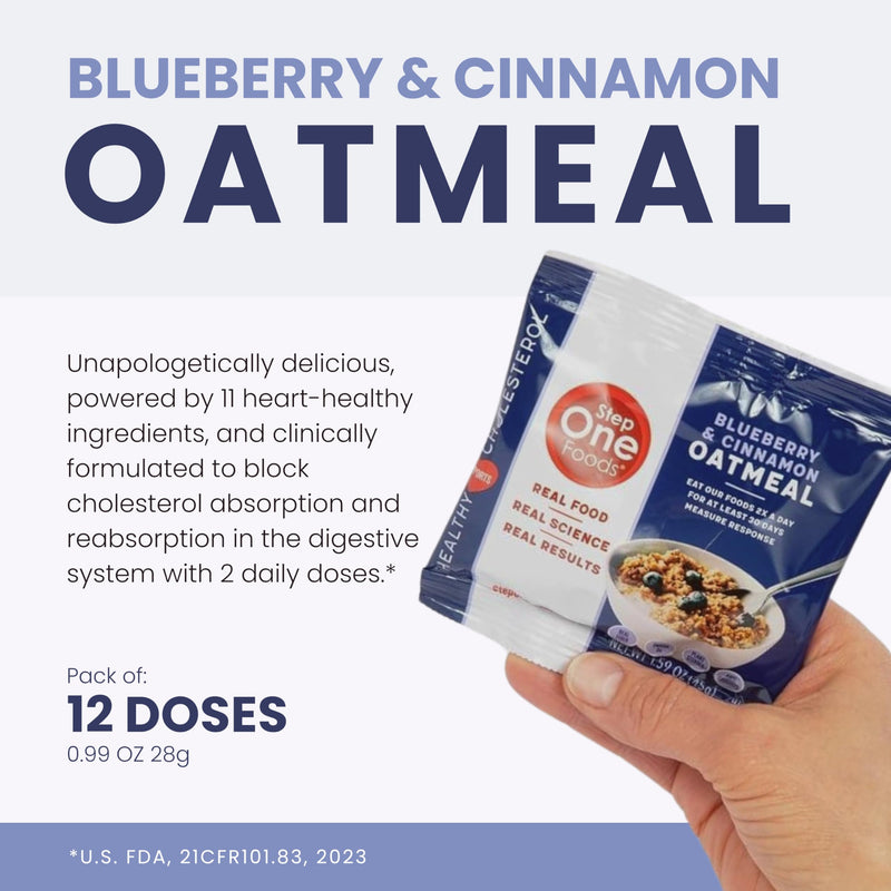 [Australia] - Step One Foods Blueberry Cinnamon Oatmeal, Heart Healthy Snack Plant Sterols, Omega 3's and Dietary Fiber Gluten Free Vegan Oatmeal (12 Pack) 