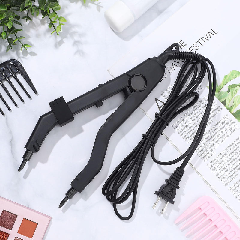 [Australia] - Hair Extensions Tool K Tips Hair Extensions Tool 12 Templates Clips 50 Fusion Glue Protector 201 Finger Protector 2 Bags Keratin Glue Granule Beads(Black) 