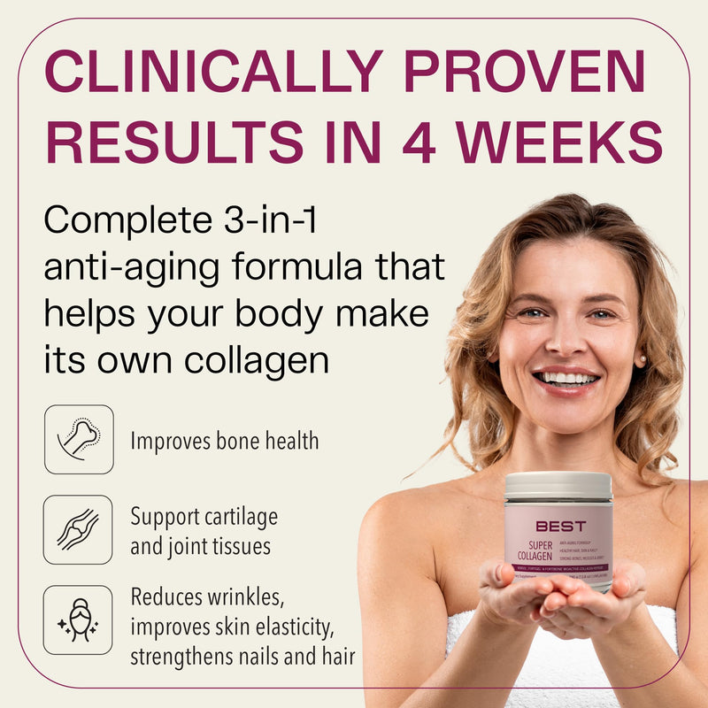 FORTIBONE® Collagen - 3 Clinically-Supported Bioactive Collagen Peptides with FORTIBONE®, FORTIGEL®, VERISOL® Unflavored Collagen for Women - Collagen Peptides for Bone Density, Joint & Skin Support