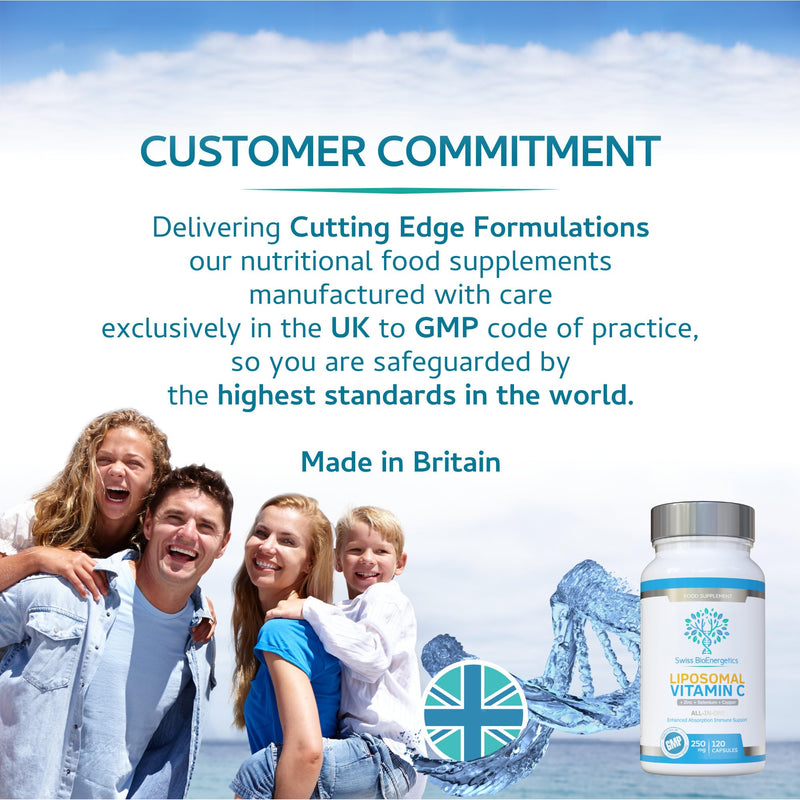 Liposomal Vitamin C Complex with Zinc, Selenium and Copper : All-in-ONE Enhanced Absorption Immune Support : 250mg, 120 Vegan Capsules (4 Month Supply) : Non-GMO, Made in UK