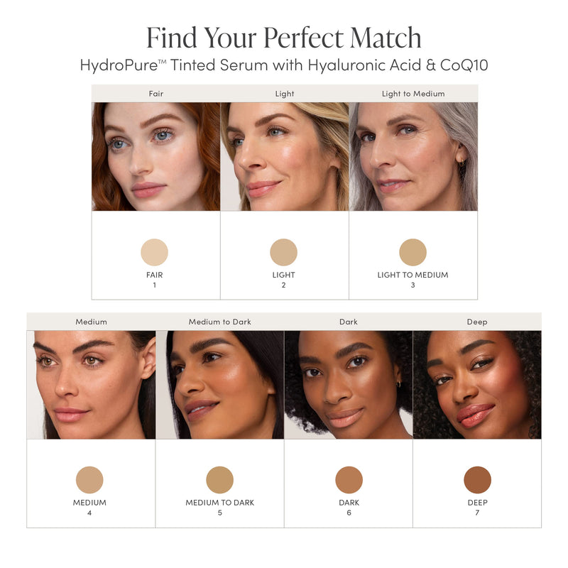 jane iredale HydroPure Tinted Serum, Hydrating, Sheer-Coverage Formula Helps Plump, Soothe, Blur Lines and Even Skin Tone with Hyaluronic Acid + CoQ10 Fair 1