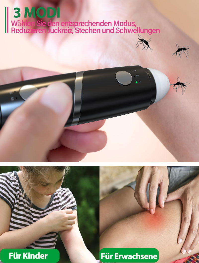 [Australia] - Insect bite healer, Stim-U-Dent mosquito bite heat pen 2 in 1 chemical-free rechargeable pen for quick relief from itching and swelling ebony 