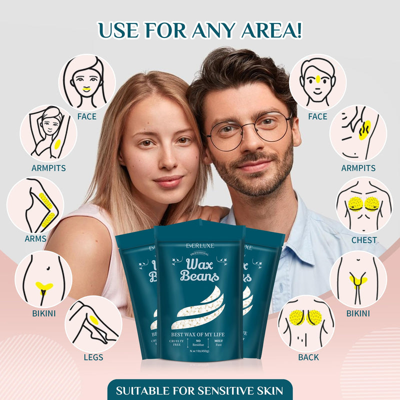 [Australia] - Wax Beads, 1LB Hard Wax Beans for Hair Removal Sensitive Skin, Hard Wax Perfect for Full Body, Brazilian Hard Wax Beads for Bikini waxing White 16 Ounce (Pack of 1) 