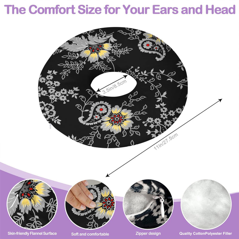 Ear Piercing Pillow for Side Sleepers Donut Pillow with Ear Hole,Washable Cover Relief Ear Pain Ear Pressure Ear Guard Cushion for Sleeping Aftercare Grey