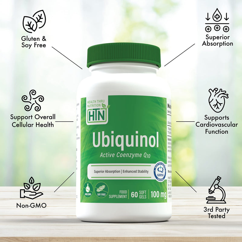 [Australia] - Ubiquinol 100mg | Active form of Coenzyme Q10 | bioavailable antioxidant | Kaneka patented formula | 60 soft capsules | from Health Thru Nutrition 