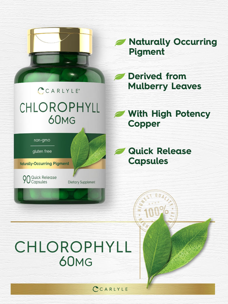 [Australia] - Carlyle Chlorophyll Pills | 90 Capsules | Naturally Occurring Pigment | Chlorophyll Concentrate Supplement | Non-GMO, Gluten Free Complex 