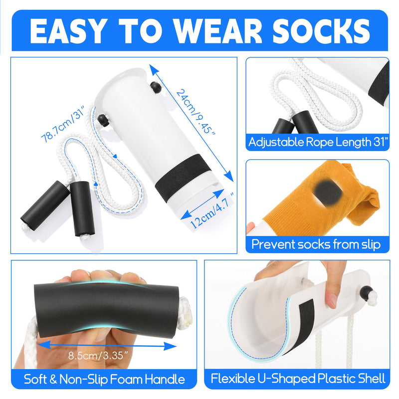 [Australia] - Sock Aids for Putting On Socks Kit - (Sock Helper + 35 Inch Dressing Stick with Sock Remover & Shoe Horn) - Flexible Sock Assistant Device for Seniors & Limited Mobility No Bending 
