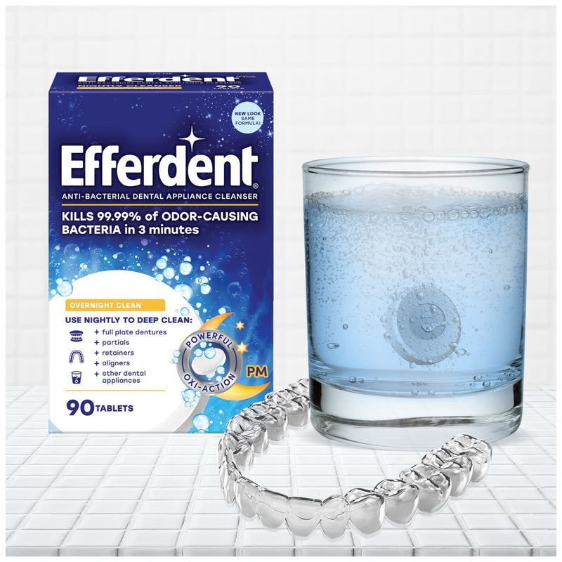 [Australia] - Efferdent Retainer Cleaning Tablets, Denture Cleaning Tablets for Dental Appliances, Overnight Whitening, 126 Count 126 Count (Pack of 1) PM 