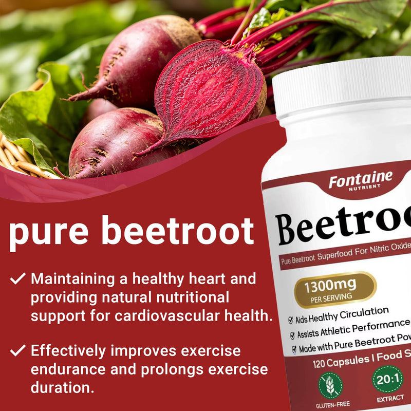 R Organic Beet Root Capsules | 1300mg Beet Root Powder | Nitric Oxide Precursor | Healthy Circulation & Vitality | 120 Vegetarian Capsules | Non-GMO, Gluten Free, Vegan