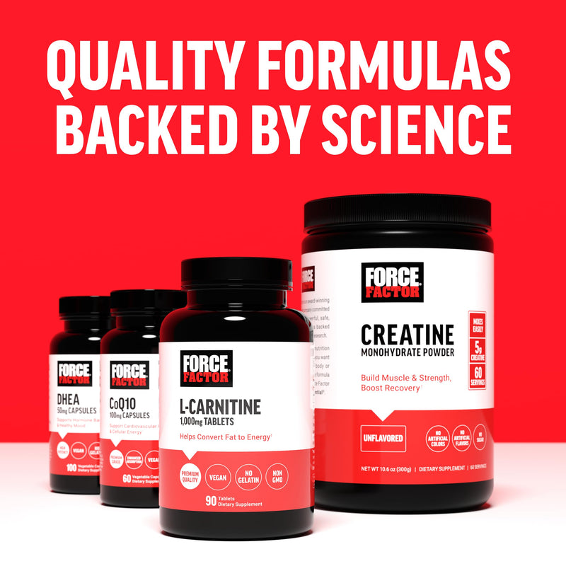[Australia] - FORCE FACTOR Creatine Monohydrate, Creatine Powder for Muscle Gain, More Strength, and Faster Workout Recovery, Clinically Studied Micronized Creatine 5g Dose Per Serving, Unflavored, 60 Servings 60 Servings (Pack of 1) 