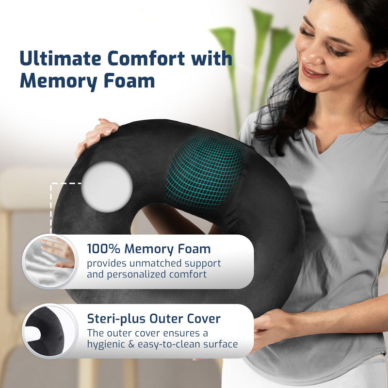 [Australia] - Donut Pillow for Tailbone Pain Relief with Non-Slip Washable Cover - Coccyx & Hemorrhoid Pillow, Doughnut Seat Butt Pillow for Sitting Pressure Relief, Bed Sore Cushions, Butt Cushion for Postpartum Full Support 