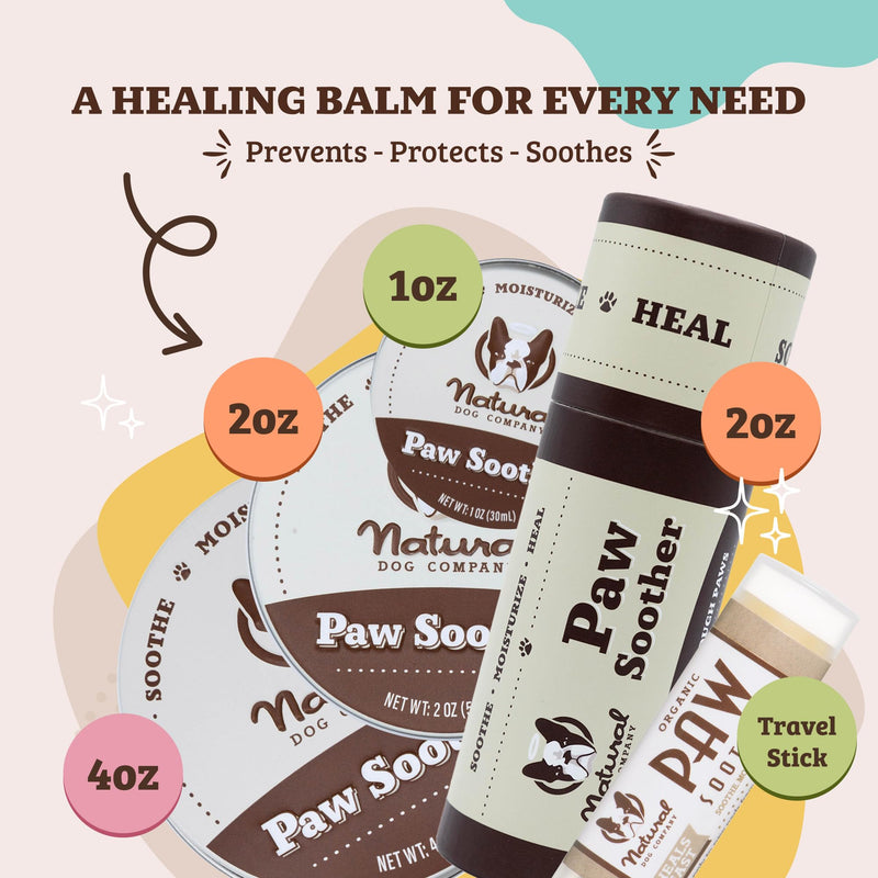 Natural Dog Company PAWDICURE Bundle, Paw Soother + PawTection Dog Paw Balms, Protect and Heal Dry, Cracked Dog Paw Pads, Organic, All Natural Ingredients, 2oz Sticks - PawsPlanet Australia