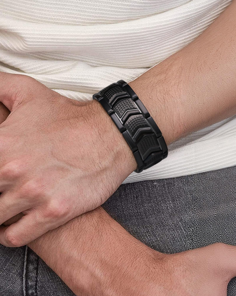 [Australia] - Jecanori 3X Strength Magnetic Bracelets for Men,Premium Fold‚ÄìOver Clasp & Adjustable Length,Ideal Gift for Men Shield 